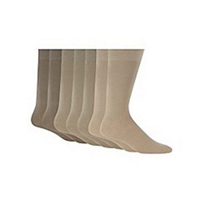 Pack of seven beige cotton blend socks
